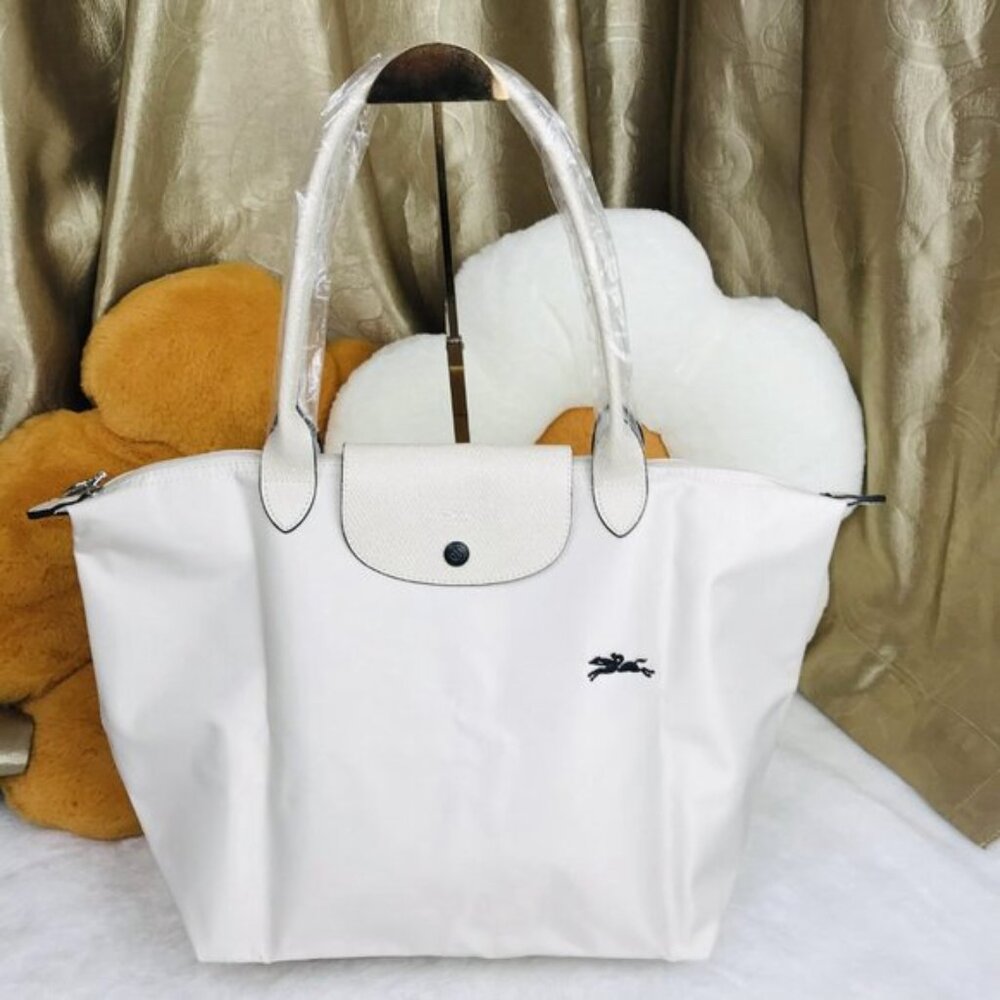 NWT Longchamp Le Pliage Original Large Shoulder Nylon Bag Tote IN OFF WHITE